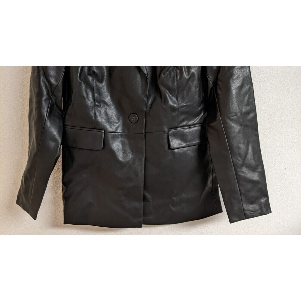 NEW~Cabi # 4495 "James Jacket" Black Faux Leather Vegan Blazer Jacket Small - Picture 7 of 16